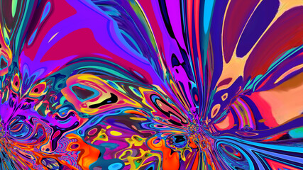 Colorful abstract psychedelic and fluid background for music video
