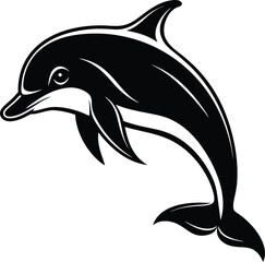Fototapeta premium black dolphin vector illustration silhouette, Print