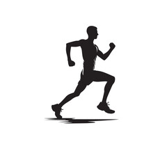 Running man silhouette. Physical exercise man silhouette vector. Running man vector design black and white.