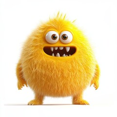 Fototapeta premium Cute colored furry monster 3D cartoon character. 