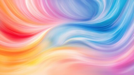 Obraz premium Dynamic swirling rainbow colors flowing across a soft pastel background, creating a vibrant and dreamy visual effect