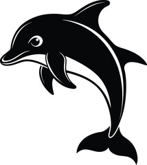 black dolphin vector illustration silhouette, Print