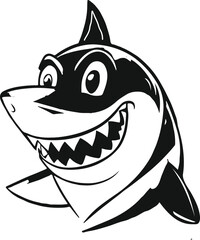shark vector black and white