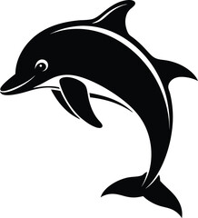 Obraz premium black dolphin vector illustration silhouette, Print