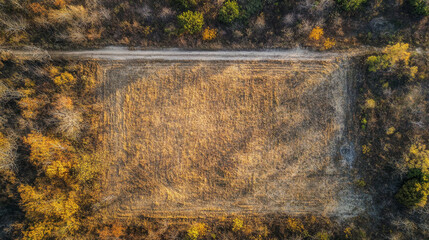An aerial photo shows a piece of land. Find the registration symbol for the empty part. This property is good for building homes or for businesses, including selling, renting, buying, or investing.