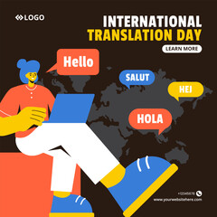 Translation Language Day Social Media Illustration Flat Cartoon Hand Drawn Templates Background © denayune