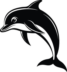 Obraz premium black dolphin vector illustration silhouette, Print