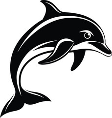 Naklejka premium black dolphin vector illustration silhouette, Print