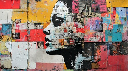 Fototapeta premium Urban Fusion, a vibrant collage blending street art influences with dynamic colors and textures, showcasing contemporary cultural expressions.