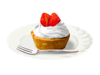 タルトケーキ（いちご）生クリーム皿付き