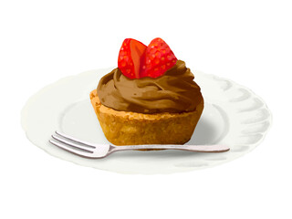 タルトケーキ（いちご）チョコクリーム皿付き