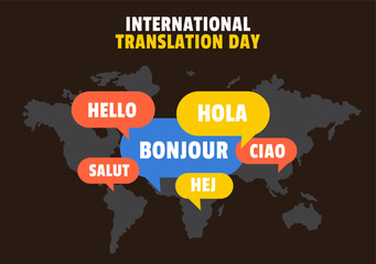 Translation Language Day Social Media Background Flat Cartoon Hand Drawn Templates Illustration