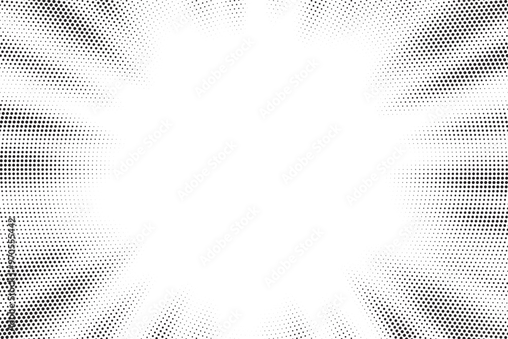 Leinwandbilder halftone gradient sun rays pattern. abstract halftone vector dots background. monochrome dots patter
