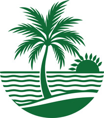 Green Spring Tree icon. Vector Illustration.