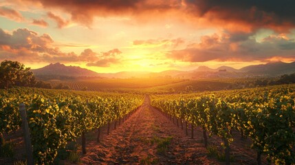 Fototapeta premium Sunset Vineyard.