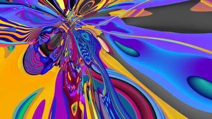 Colorful abstract psychedelic and fluid background for music video