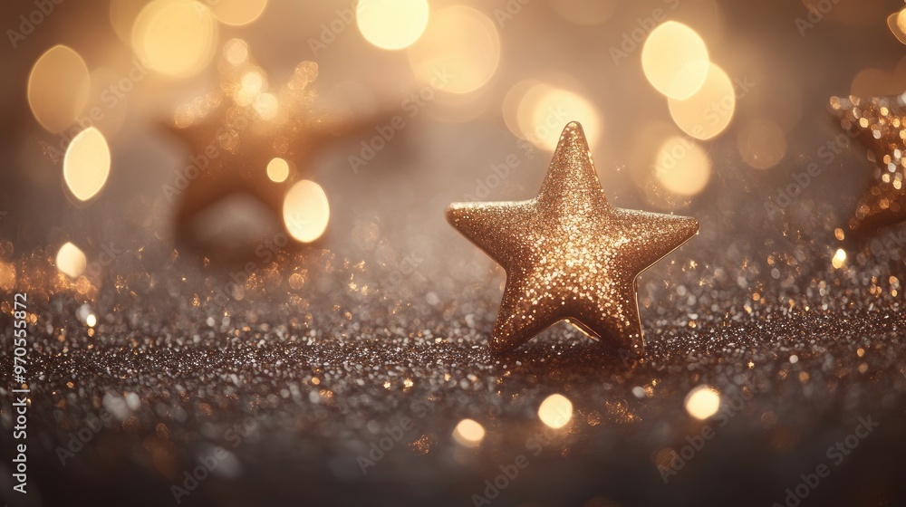 Poster elegant tiny star sparkles twinkling on a soft pastel-grey background, creating a dynamic and magica