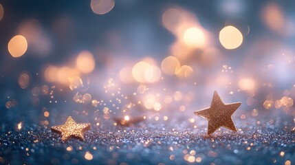 Elegant tiny star sparkles twinkling on a soft pastel-grey background, creating a dynamic and magical atmosphere