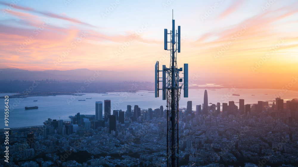 Poster a wireless antenna that connects mobile devices to the internet. this helps create a smart city with