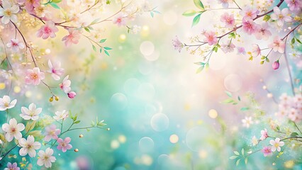 Fototapeta premium Abstract spring background with pastel colors and floral patterns
