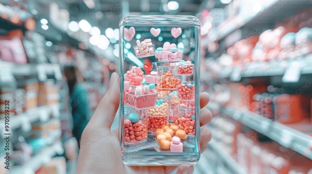 Poster immersive augmented reality shopping experience in cartoon-style 3d store environment with real-time