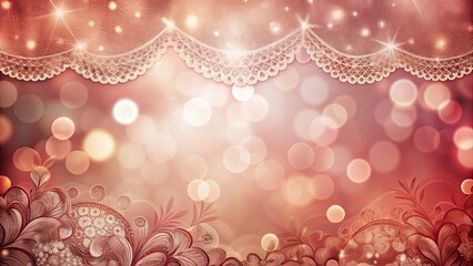 Elegant background with soft red tones, subtle bokeh lights, and intricate lace textures