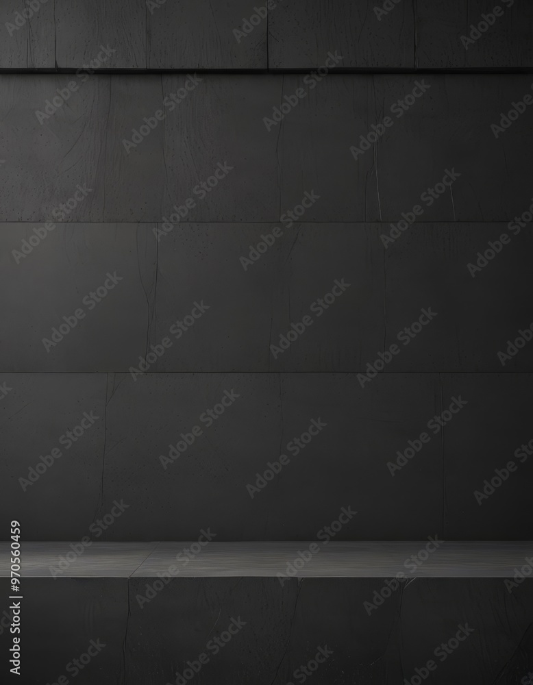 Poster a dark, monochromatic image of a wall with a horizontal line running across it, creating a sense of 