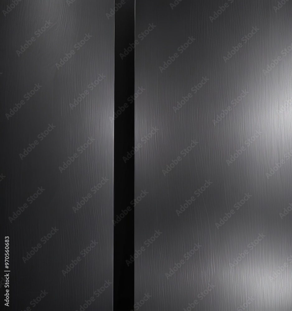Fototapete a close-up view of a black metal surface with a vertical black line running through it, creating a s