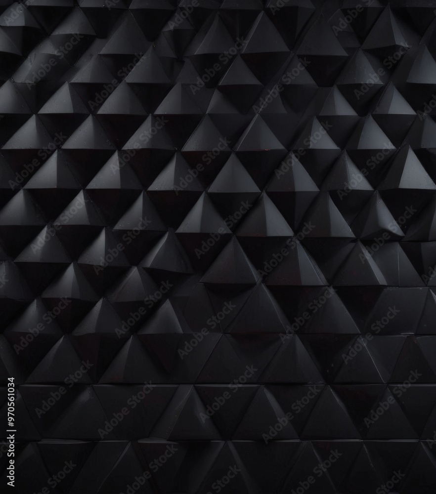 Poster a close-up view of a black, diamond-shaped pattern composed of numerous small triangles arranged in a repeating diagonal grid.