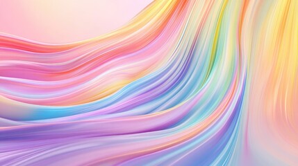 Obraz premium Swirling lines of rainbow colors gracefully flowing on a pastel background, creating a dynamic and vibrant visual display