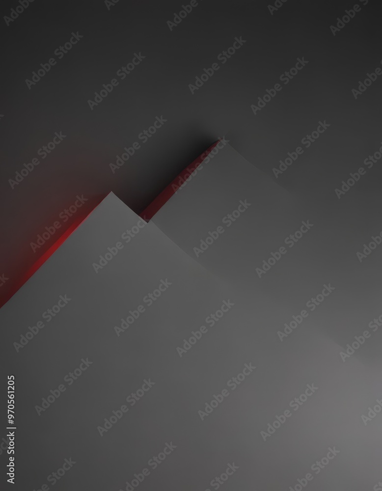 Poster a minimalist design with a dark gray background, a red diagonal line, and two white triangles with a red line in the center.