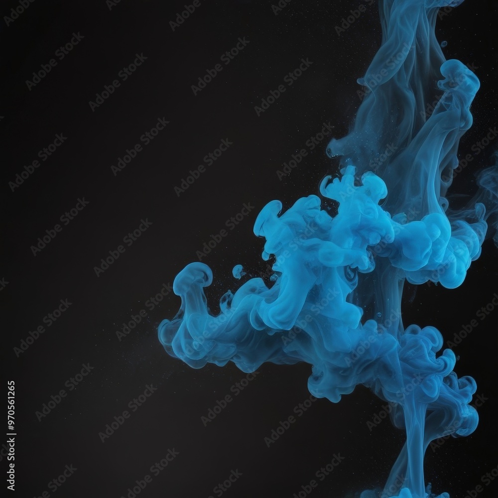 Fototapete blue smoke swirls against a dark background, creating an abstract and dynamic visual effect.