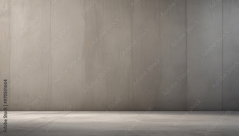 Aufkleber A simple, empty room with a concrete wall and a concrete floor, illuminated by a single light source on the right side.