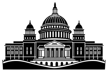 Washington building vector, Washington Capitol building skyline silhouette vector illustration