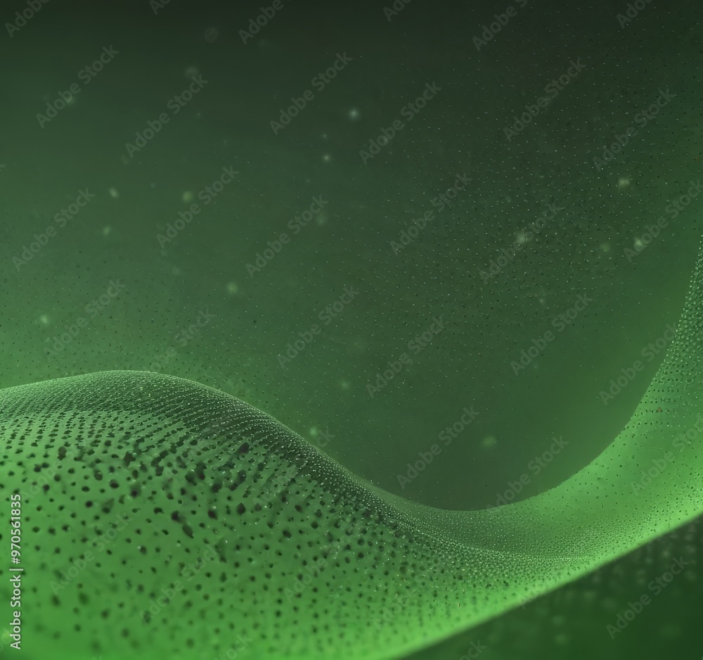 Aufkleber a green, abstract background with a wave-like pattern and small, scattered dots or particles, creating a sense of movement and energy.