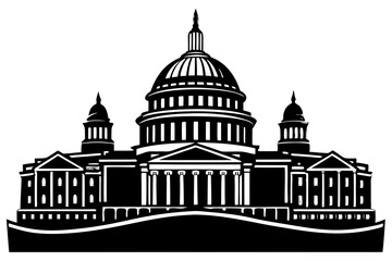 Washington building vector, Washington Capitol building skyline silhouette vector illustration