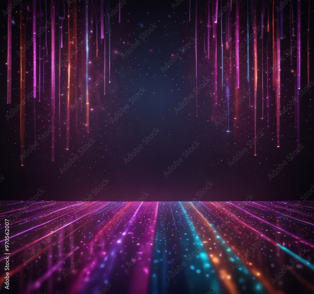 Aufkleber the image presents a digital illustration of a futuristic, abstract scene. the background is a dark,