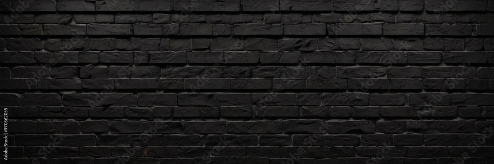 Aufkleber A dark, textured brick wall with a uniform pattern of rectangular bricks, creating a sense of depth and texture.
