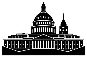 Washington building vector, Washington Capitol building skyline silhouette vector illustration