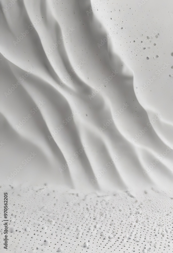 Poster a close-up view of a white surface with a textured, wavy pattern. The surface has small, irregularly shaped holes or dots scattered across it, creating a sense of depth