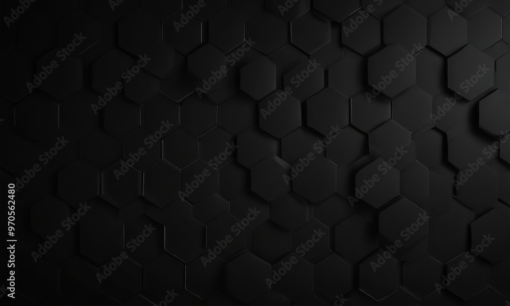 Fototapete a dark, monochromatic pattern composed of numerous hexagonal shapes, creating a sense of depth and texture.