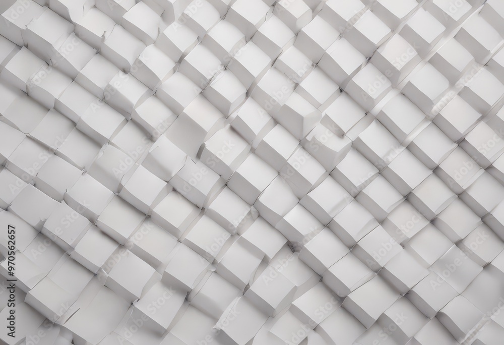 Poster A geometric pattern of white cubes arranged in a diagonal grid, creating a visually striking and repetitive design.