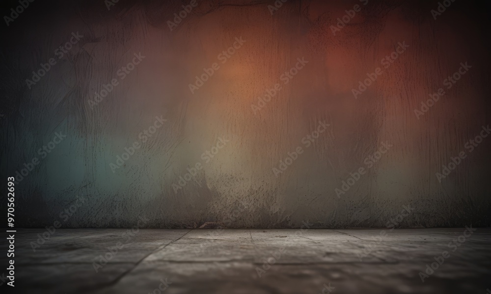 Aufkleber a dark, textured wall with a faded, gradient color scheme transitioning from red to orange, and fina