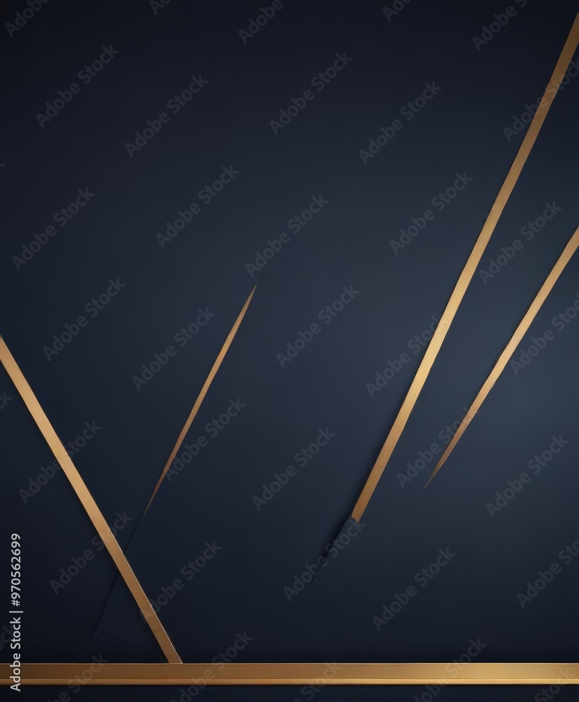 Fototapete a dark blue background with diagonal gold lines intersecting at various angles, creating a sense of depth and movement.