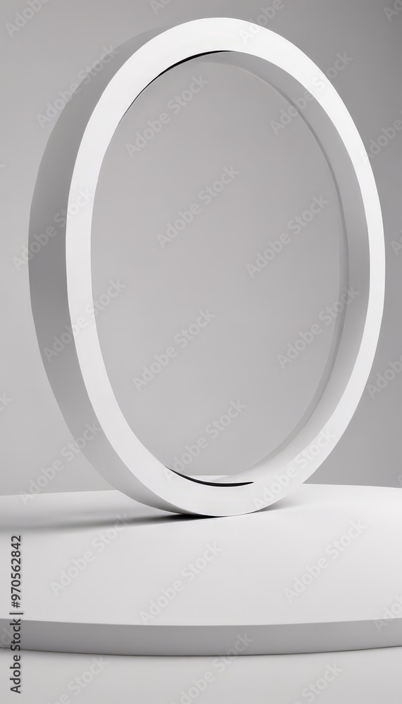 Aufkleber a white circular platform with a curved edge, set against a gray background.