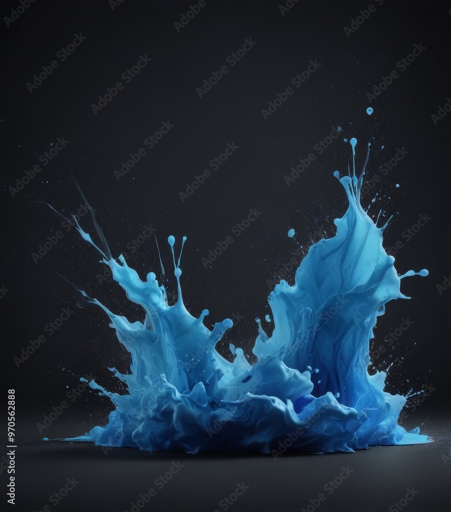 Leinwandbilder a dynamic splash of blue paint against a dark background, with the paint splashing and spreading out