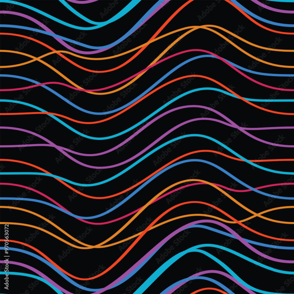 Poster seamless abstract pattern with wavy lined shapes