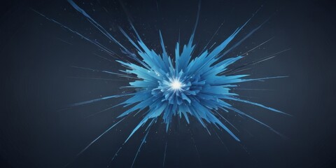 a blue explosion with radiating lines against a dark background.