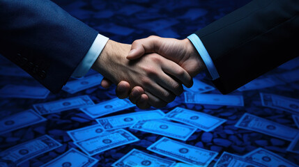 Executives negotiating a merger deal with company logos in the background, merger and acquisition, highstakes business deal