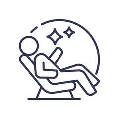 A person reclining in a chair with stars, symbolizing relaxation and comfort.